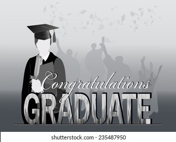 Graduation in silhouette in grey, Eps10