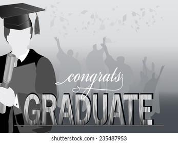 Graduation in silhouette in grey .Eps10