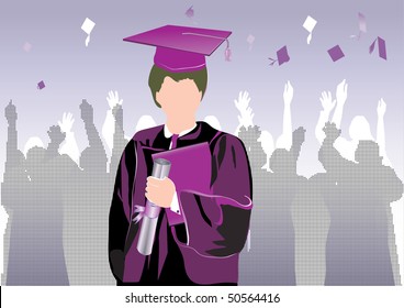 Graduation in silhouette with halftone silhouttes in the background