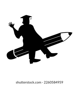 graduation silhouette. man celebrate icon, sign and symbol.