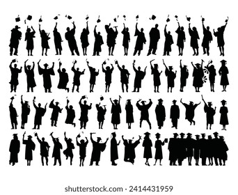 Graduation silhouette vector art white background