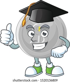 Graduation silver coin character mascot in cartoon