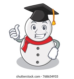 Graduation snowman character cartoon style