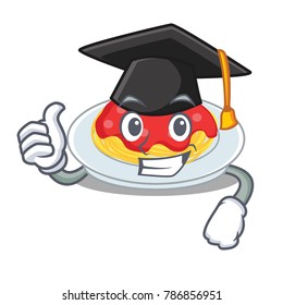 Graduation spaghetti character cartoon style