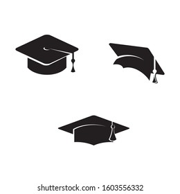 Graduation square cap or hat icon isolated on white background