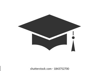 Graduation square cap. Simple icon. Flat style element for graphic design. Vector EPS10 illustration