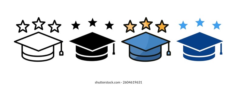 Graduation Star Icon Set Multiple Style Collection