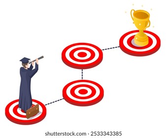 Graduation step by step planning vector illustration