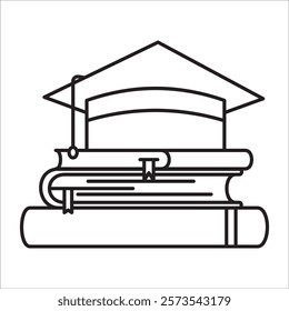 Graduation stock icon outline vector