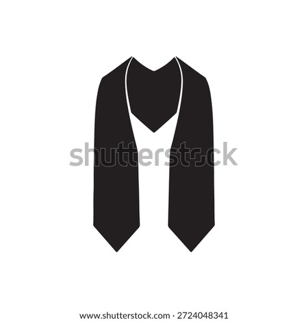 Graduation stole silhouette vector illustration on white background