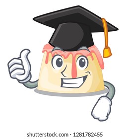 Graduation Strawberry pudding on wooden cartoon table