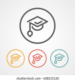 graduation stroke line logo icon with various color