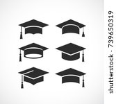 Graduation student black cap silhouette icon on white background