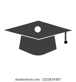 Graduation student black cap silhouette icon on white background