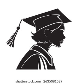 Graduation student black cap silhouette icon 
