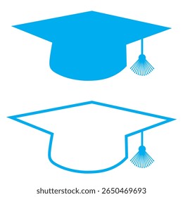 Graduation student black cap silhouette icon on white background
