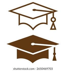 Graduation student black cap silhouette icon on white background