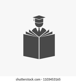 graduation student  with book vector icon person with graduation cap success symbol