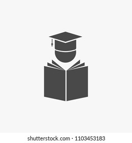 graduation student  with book vector icon person with graduation cap success symbol