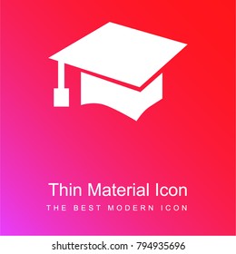Graduation student cap red and pink gradient material white icon minimal design