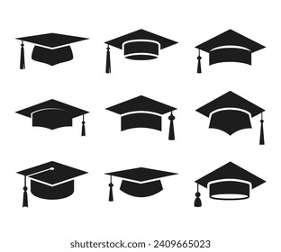 Graduation student cap silhouette icon on a white background