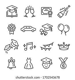 Graduation student ceremony from school, college, university. Achievement and degree celebration. Vector graduation icon illustration on white background