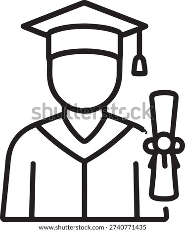 Graduation student character with diploma and cap icon