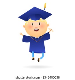 Graduation Student Diploma Happy Boy Jumping Stock Vector (Royalty Free ...