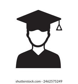 Graduation student glyph icon, University vector avatar.