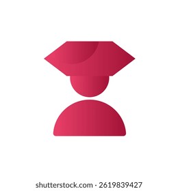 Graduation Student Icon, Red Academic Cap Symbol for Education App