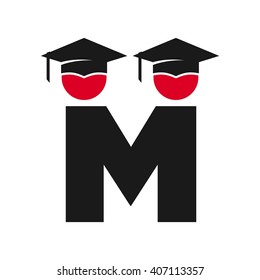 graduation of student. logo vector. letter M logo.