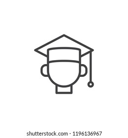 Graduation Student outline icon. linear style sign for mobile concept and web design. Graduation Cap simple line vector icon. Symbol, logo illustration. Pixel perfect vector graphics