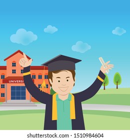 Graduation student at University campus-vector