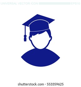 Graduation student vector icon. University, school education sign.