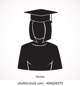 Graduation student vector outline icon isolated on white background. 