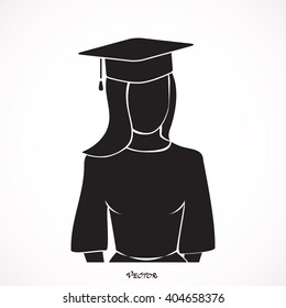 Graduation student vector outline icon isolated on white background. 