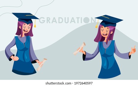 Graduation to students banner. Online graduation