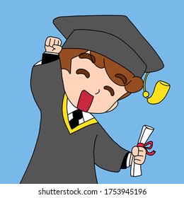 Graduation students isolated on background.vector illustration