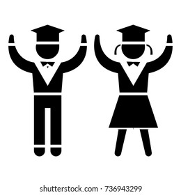 graduation - students - teaching people icon, vector illustration, black sign on isolated background