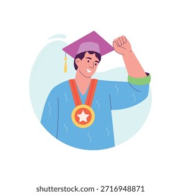 Graduation Success flat vector character concept illustration. 