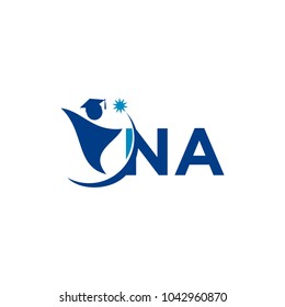 Graduation and Success vector logo. Letter N and A icon.