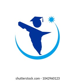 Graduation and Success vector logo. Sonora Map (Mexico).