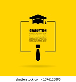 Graduation text box vector design isolated on yellow background