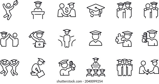 Graduation Thin Line Icons vector design 