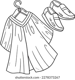 Graduation Toga and Shoes Isolated Coloring Page