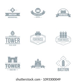 Graduation tower logo set. Simple set of 9 graduation tower vector logo for web isolated on white background