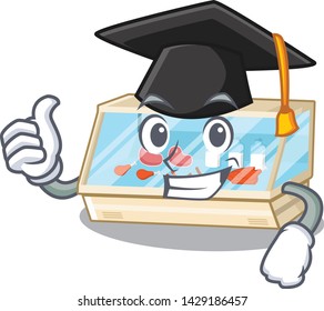 Graduation trade counter next to cartoon tables