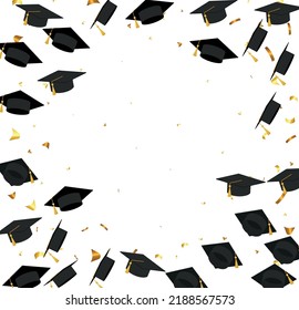 Graduation Transparent Background Realistic Flying Black Stock Vector ...