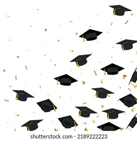 Graduation Transparent Background Realistic Flying Black Stock Vector ...