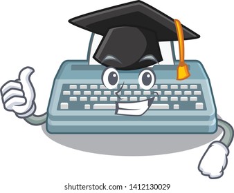 Graduation typewriter isolated with in the cartoon